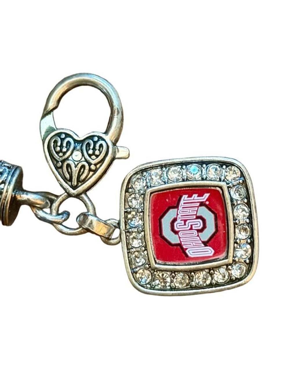 Ohio State Buckeyes Square Rhinestone Logo Charm Bracelet